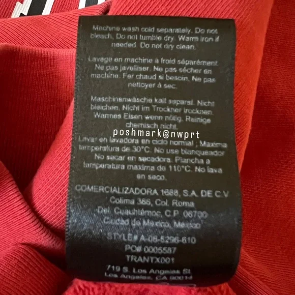 ANINE BING ♥️ Sport Jaci Graphic Logo Sweatshirt Pullover Red Black S Small - Picture 10 of 15